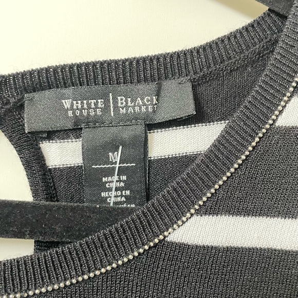 White House Black Market Black and White Striped Tee - Picture 3 of 3